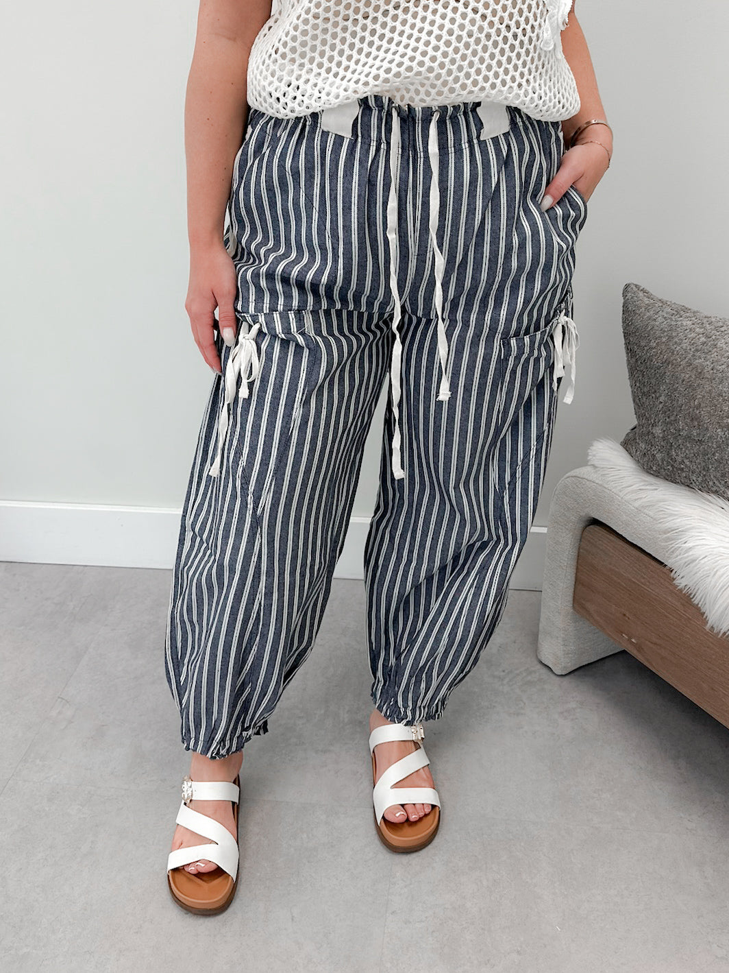 Connie Striped Pants in Chambray