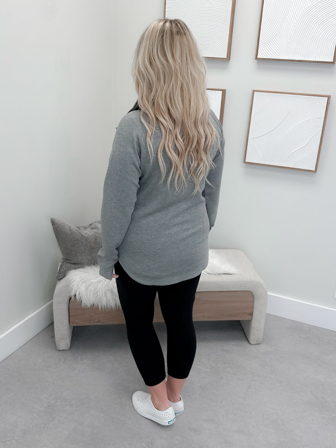 Mia Scuba Half Zip Pullover in Grey