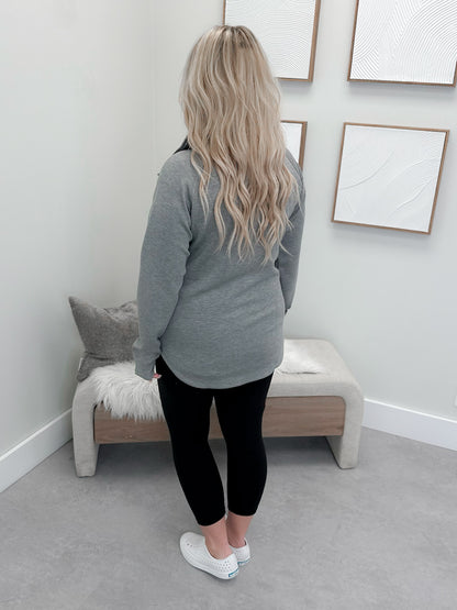 Mia Scuba Half Zip Pullover in Grey