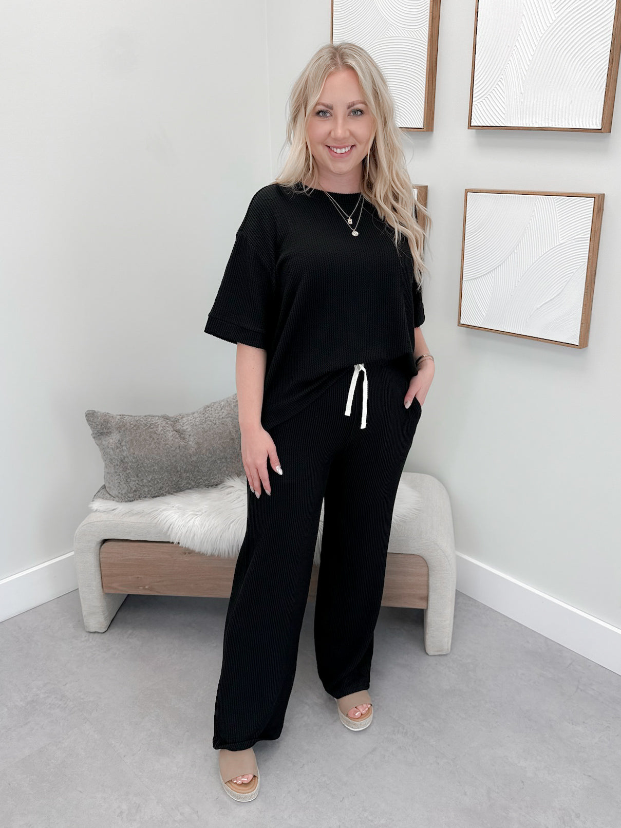 Modesto Wave Pant Set in Black
