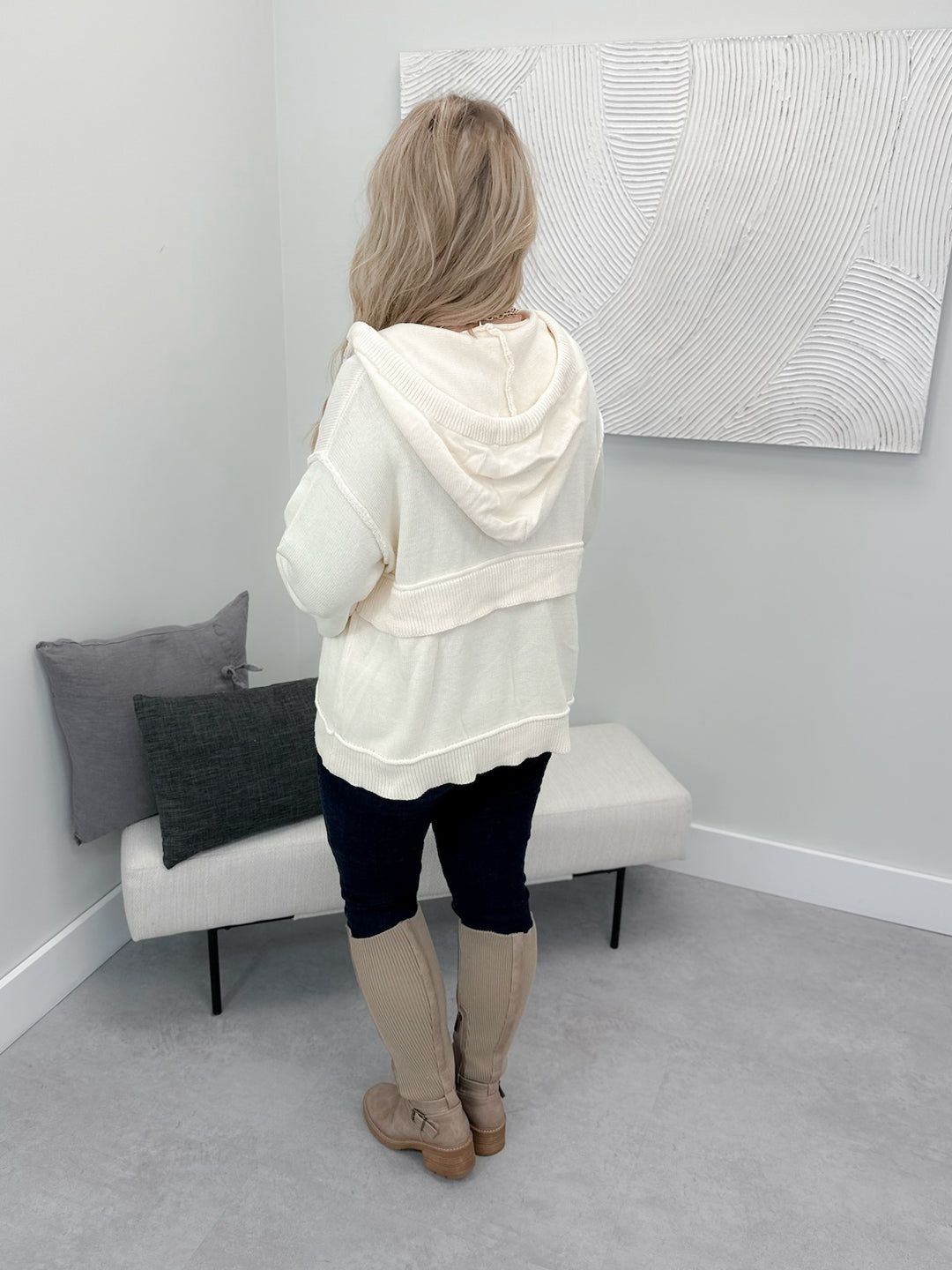 Jane Hooded Sweater in Ivory by Pol