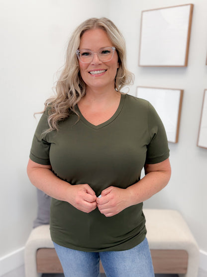 Coralie Tee in Dark Olive