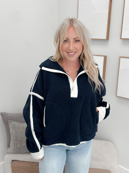 Mountain High Half-Zip in Navy Combo by Free People