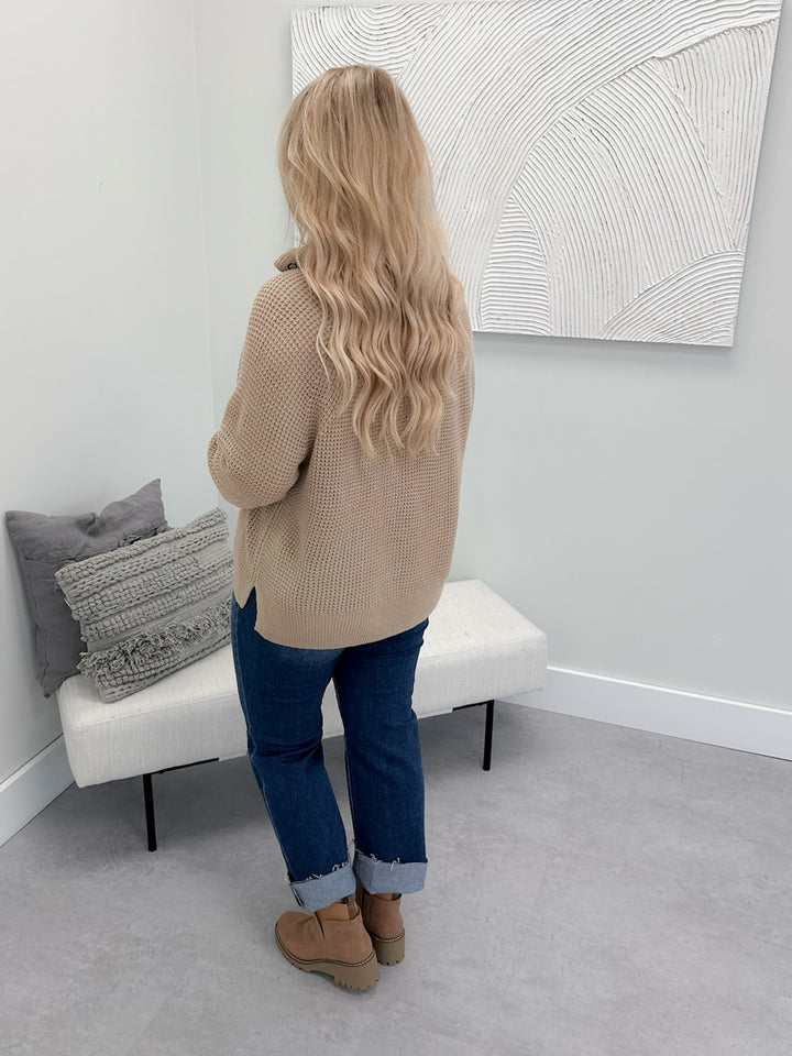 Vesper Waffle Sweater in Taupe
