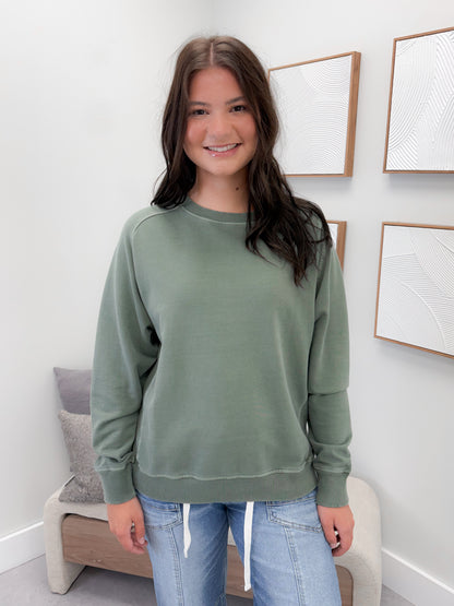 Keep It Simple Pullover in Olive