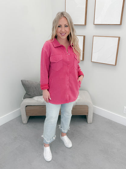 Daybreak Shacket in Raspberry