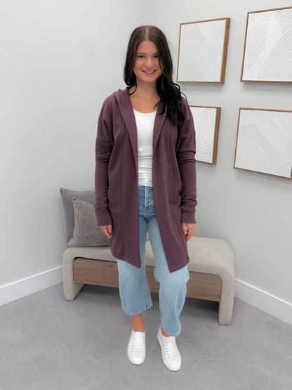 726 Hooded Cardigan in Plum by Twenty Nine the Label