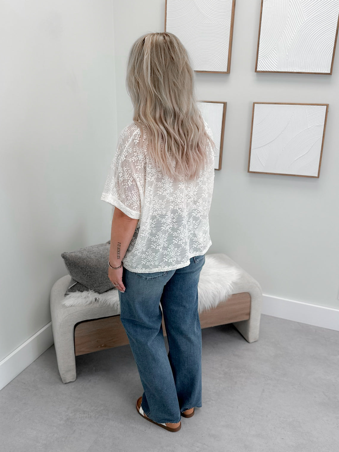 Kostas Lace Tee in Ivory
