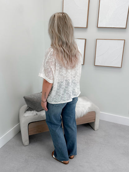 Kostas Lace Tee in Ivory