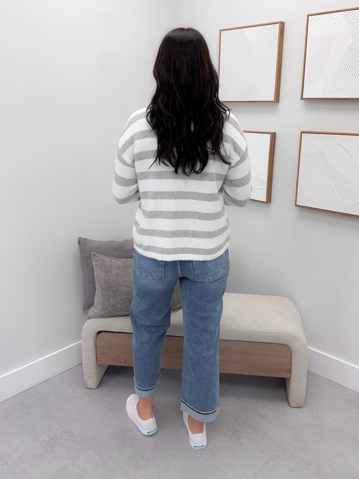 Cozy Striped Sweater in Grey Mix