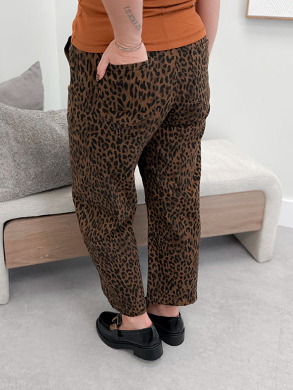 Lola High Rise Wide Leg Pants in Leopard
