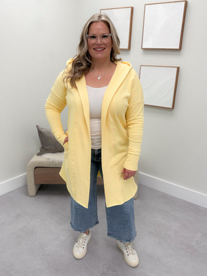 Hopeful Hooded Cardigan in Yellow Glow