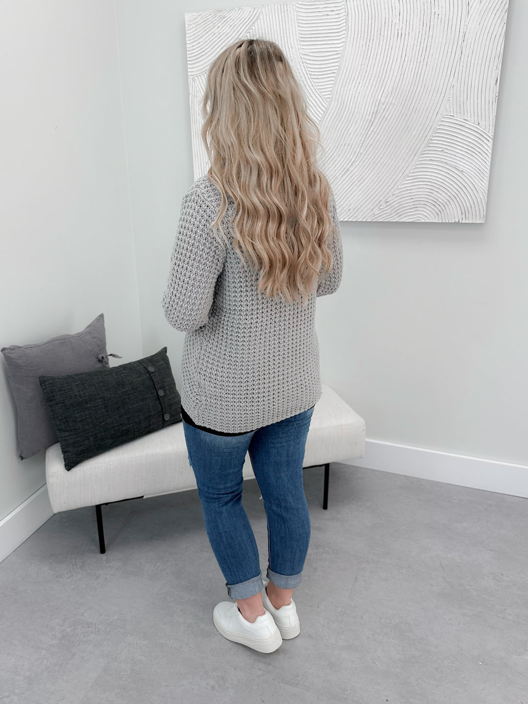 Bree Button Sweater in Grey