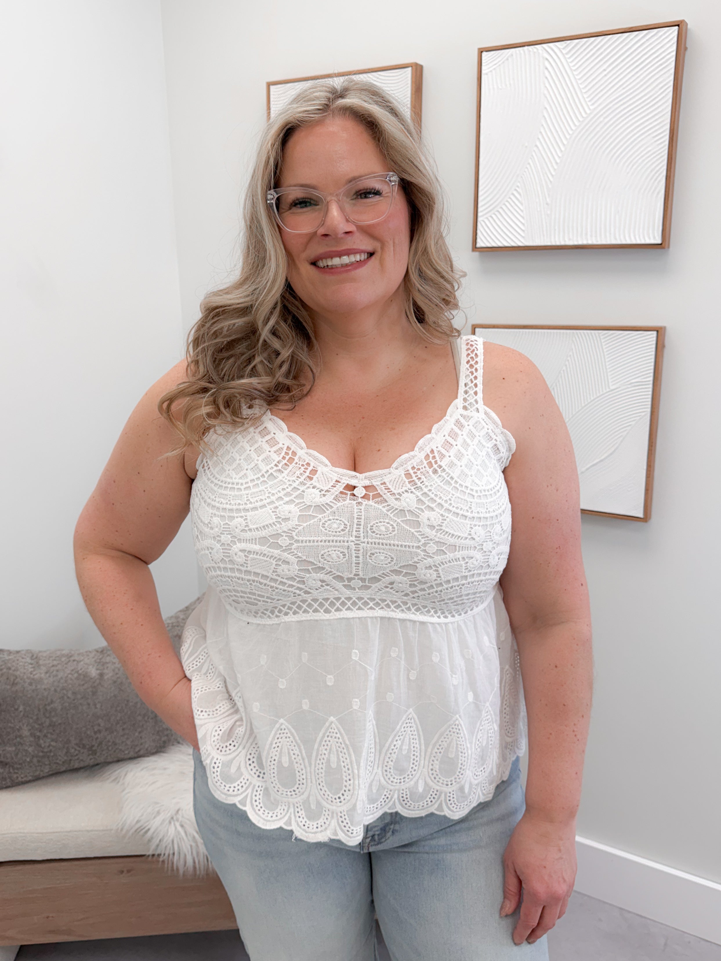 Raine Tank in Off White by Pol