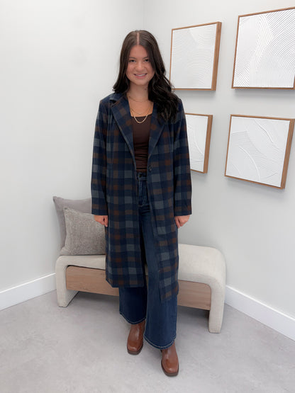 Colette Coat in Navy Plaid