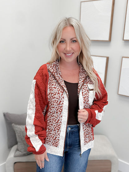 Patch Me Pretty Bomber Jacket in Red Velvet by Ampersand Avenue