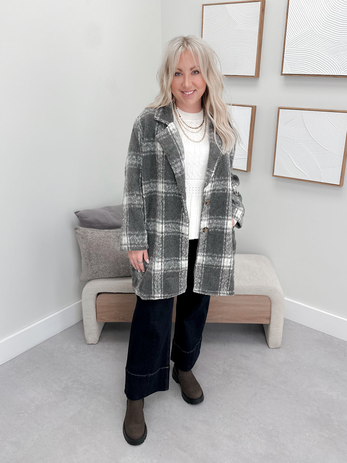 Beau Shacket in Charcoal Plaid