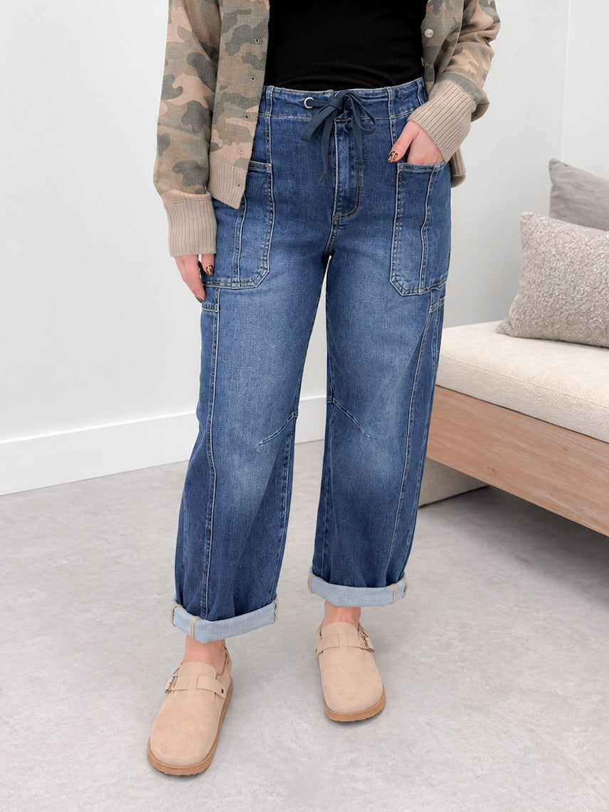 Maxwell Cargo Barrel High Rise Jeans by Risen