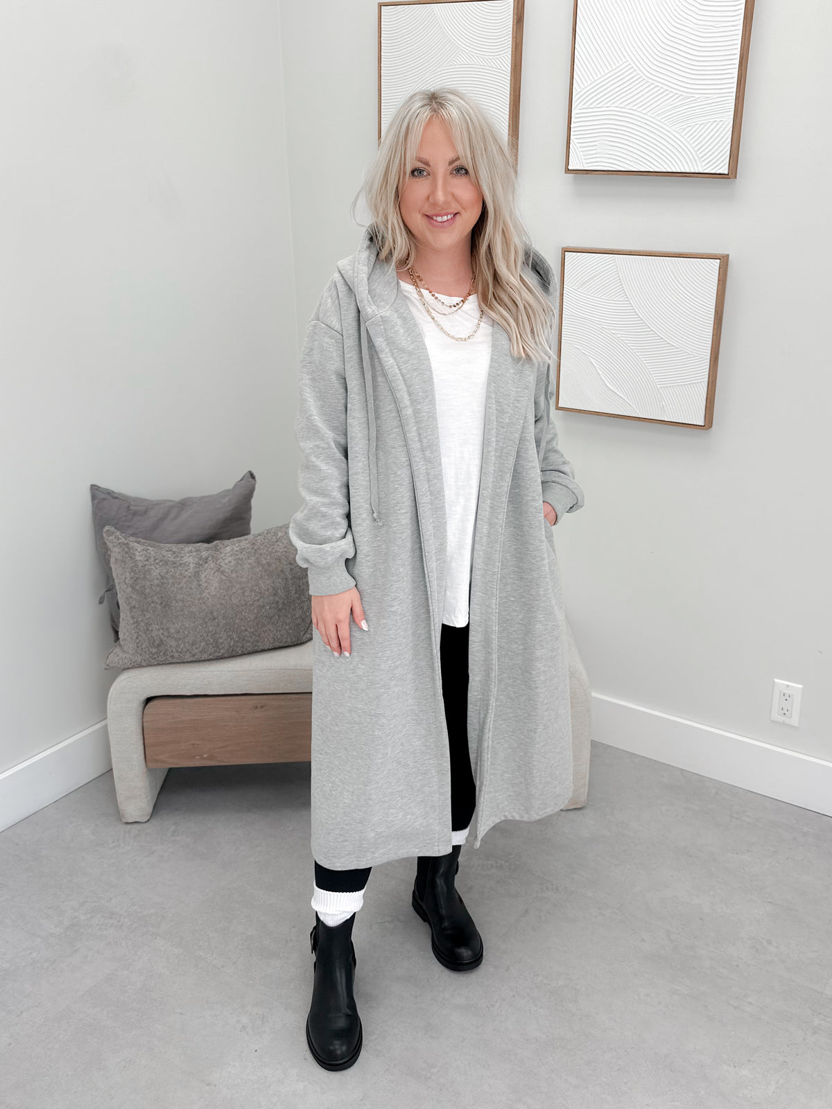 Harmony Hooded Cardigan in Grey