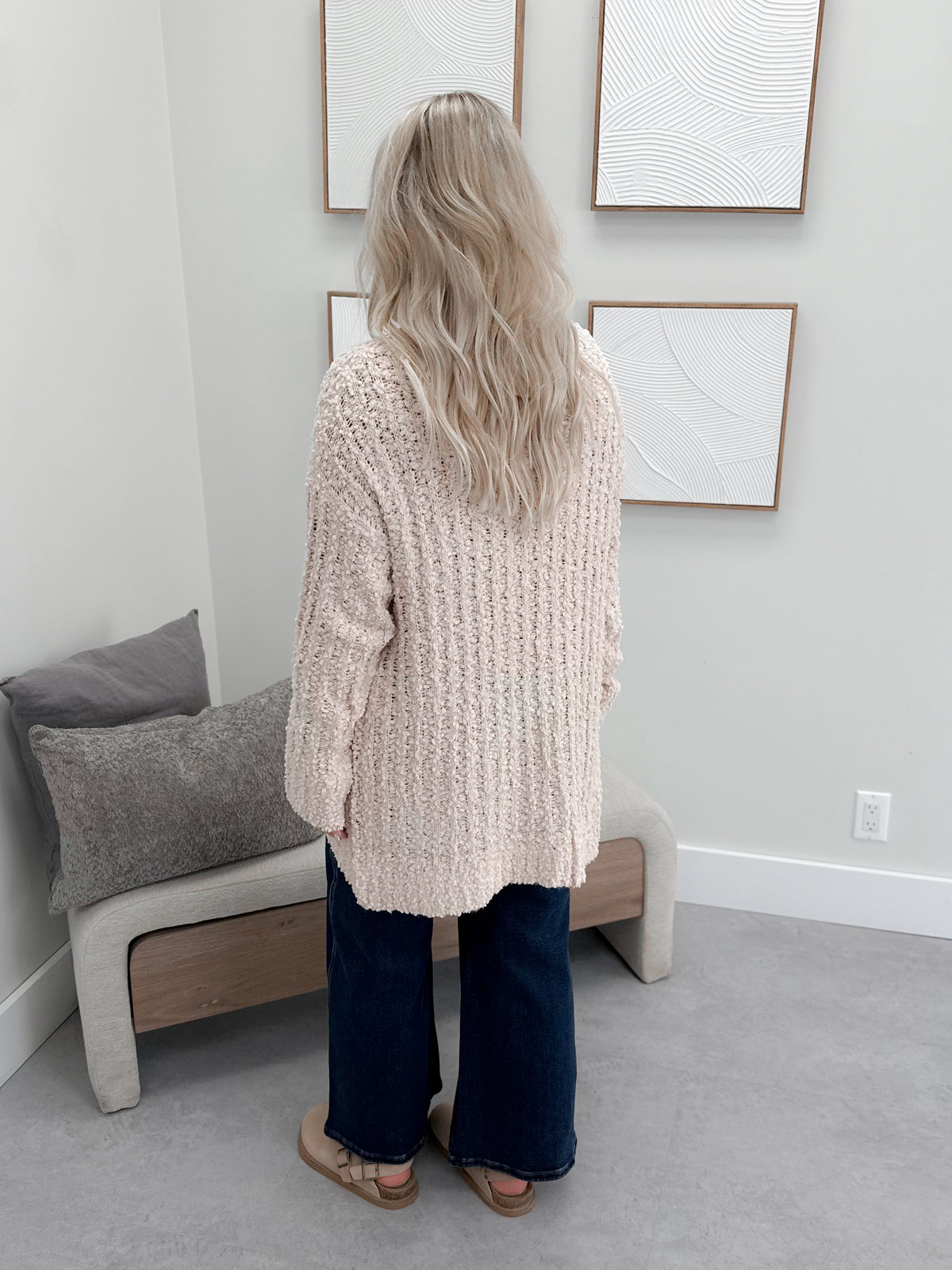 Alba Popcorn Cardigan in Blush