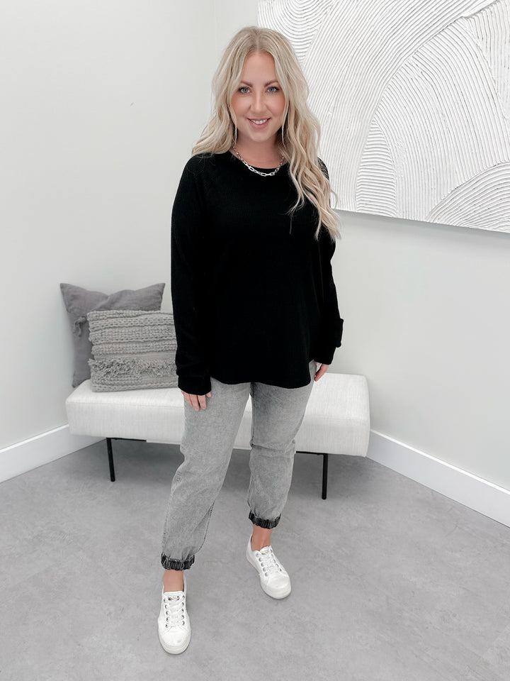 Maribelle Waffle Long Sleeve in Black