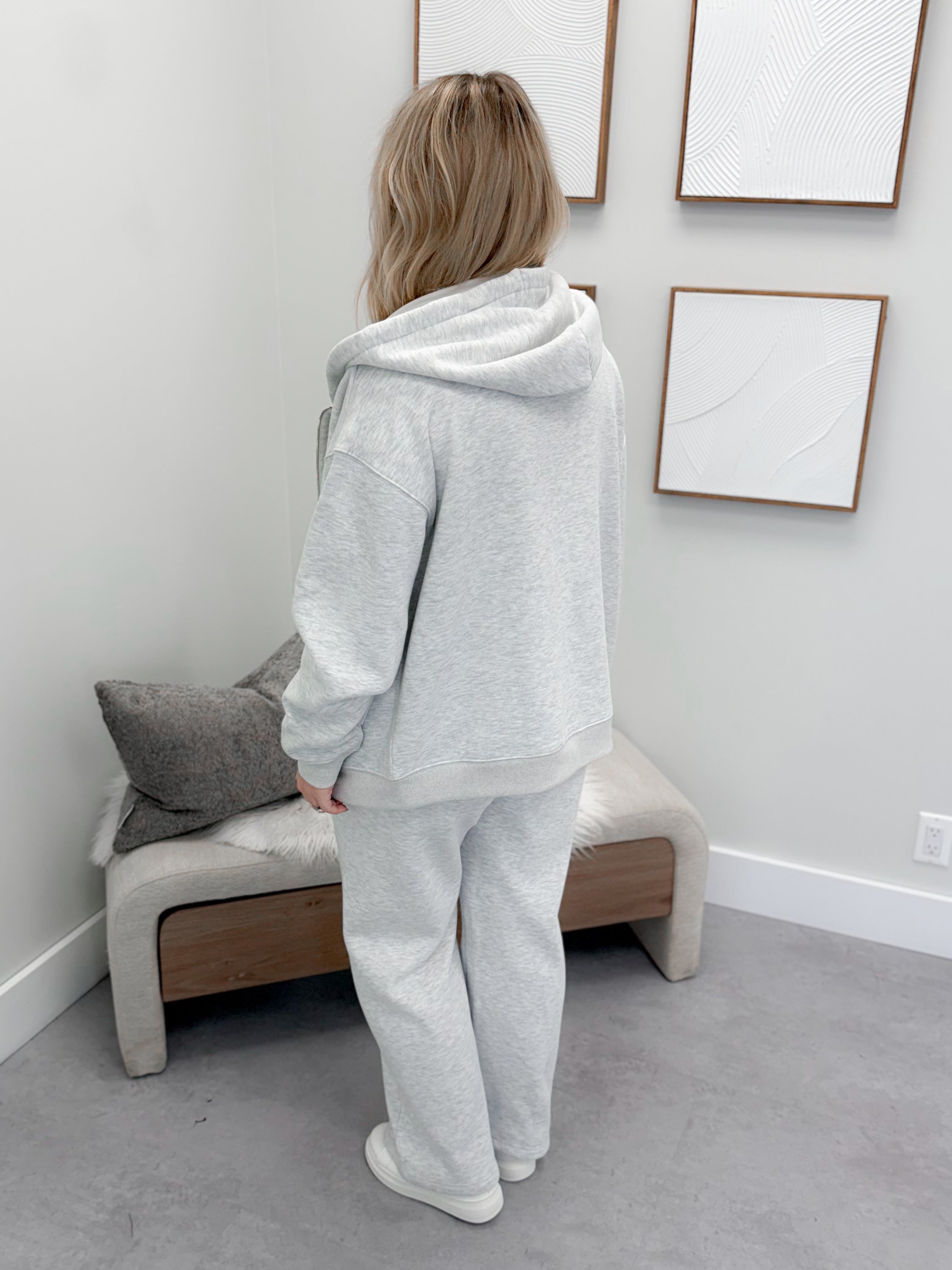 Blair Zip Up Hoodie in Heather Grey