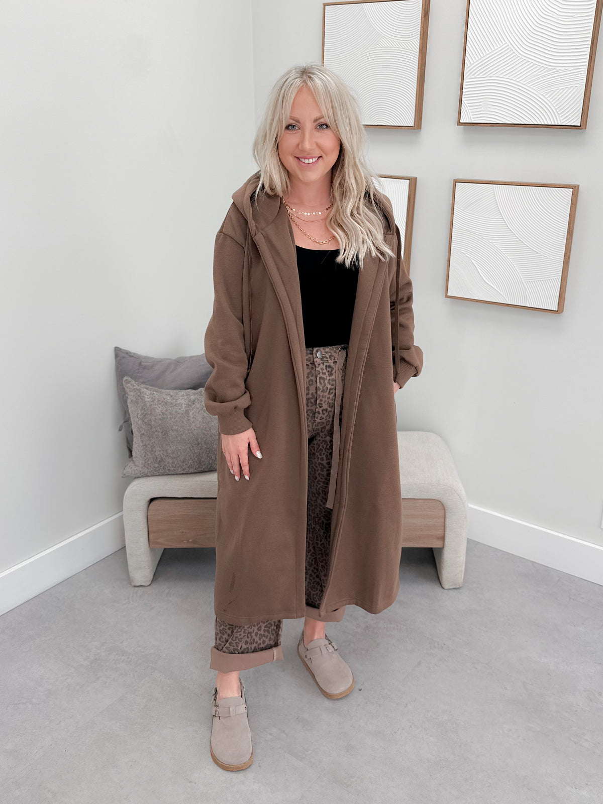 Harmony Hooded Cardigan in Brown