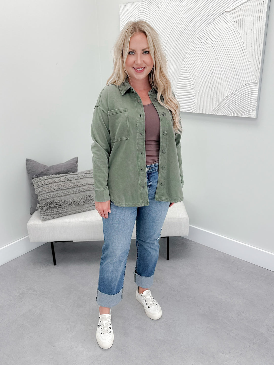 Oaklie Shacket in Moss