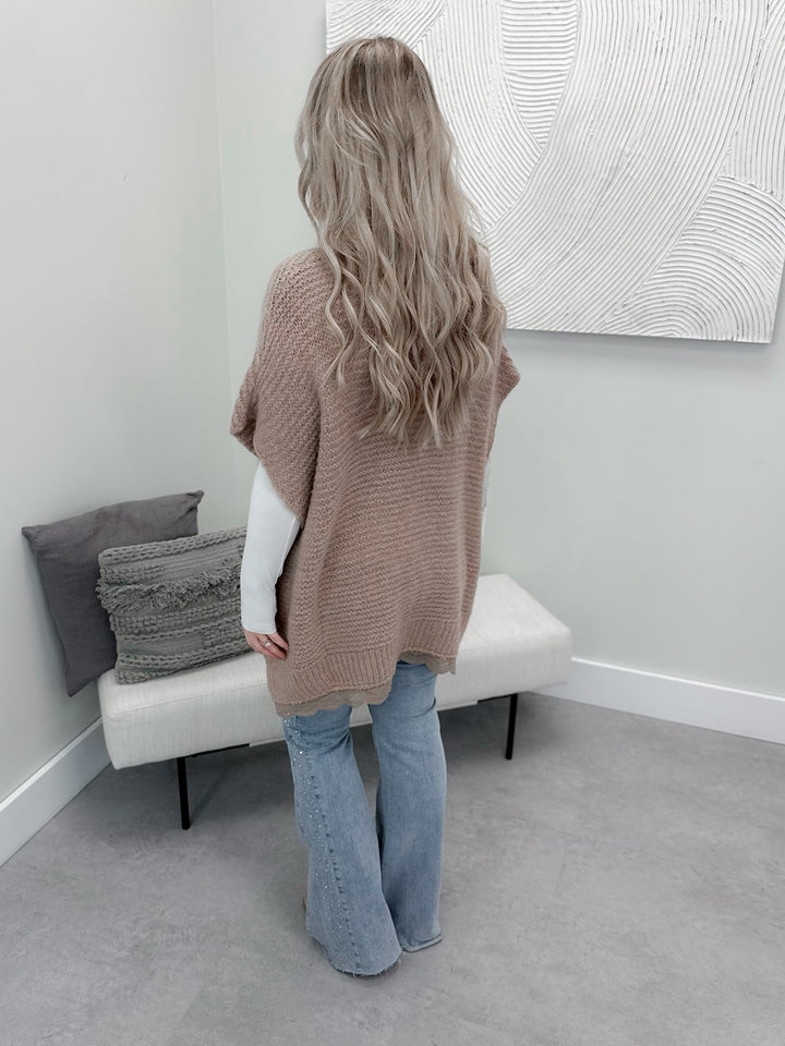 Cloud Nine Poncho Sweater in Mushroom