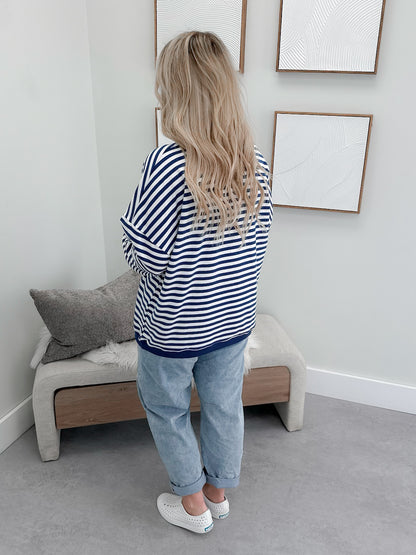 Danielle Striped Pullover in Blue