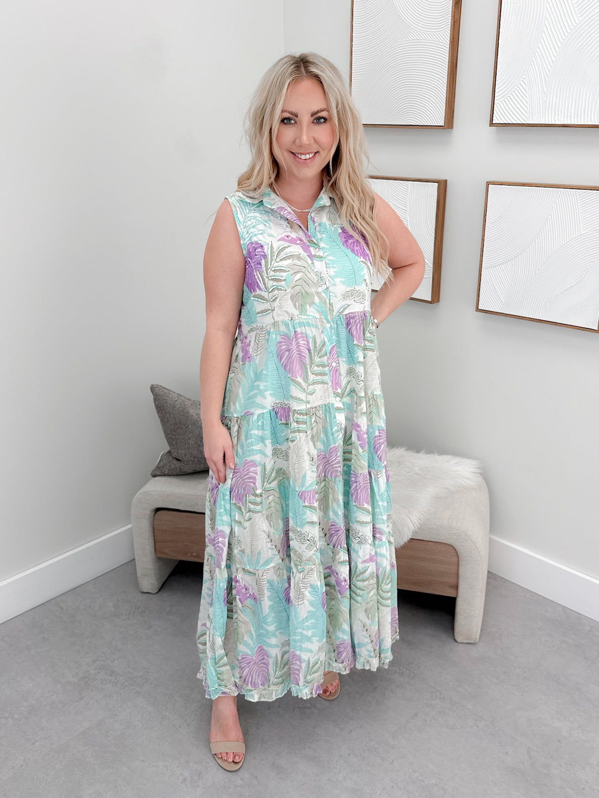 Tropics Dress in Purple Multi