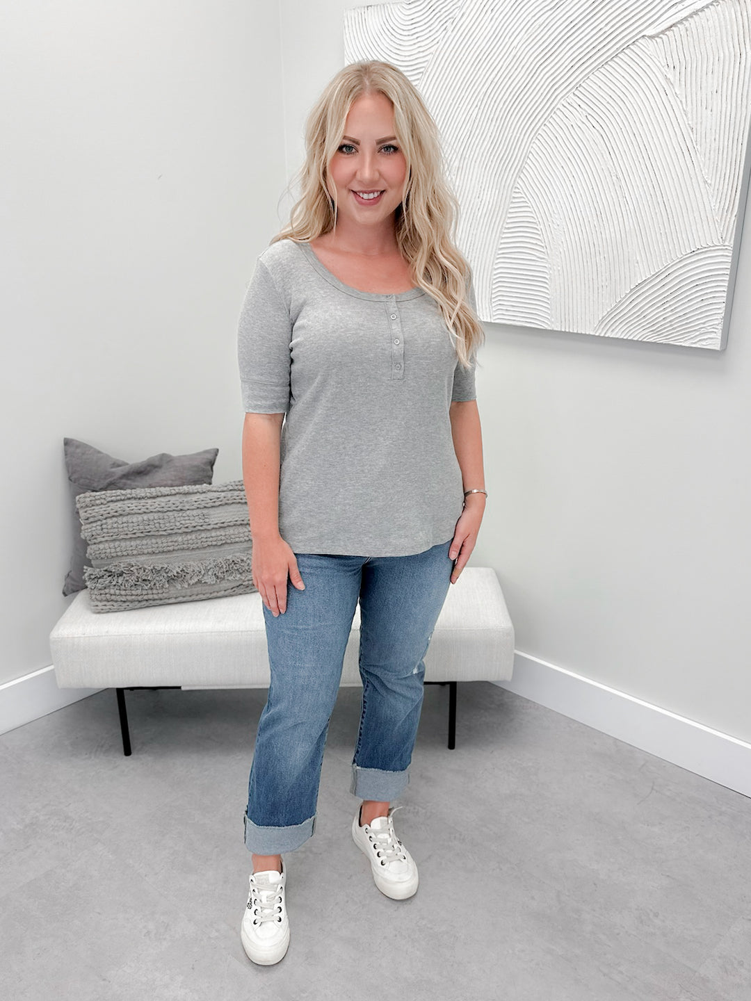 Kennedy Ribbed Top in Grey