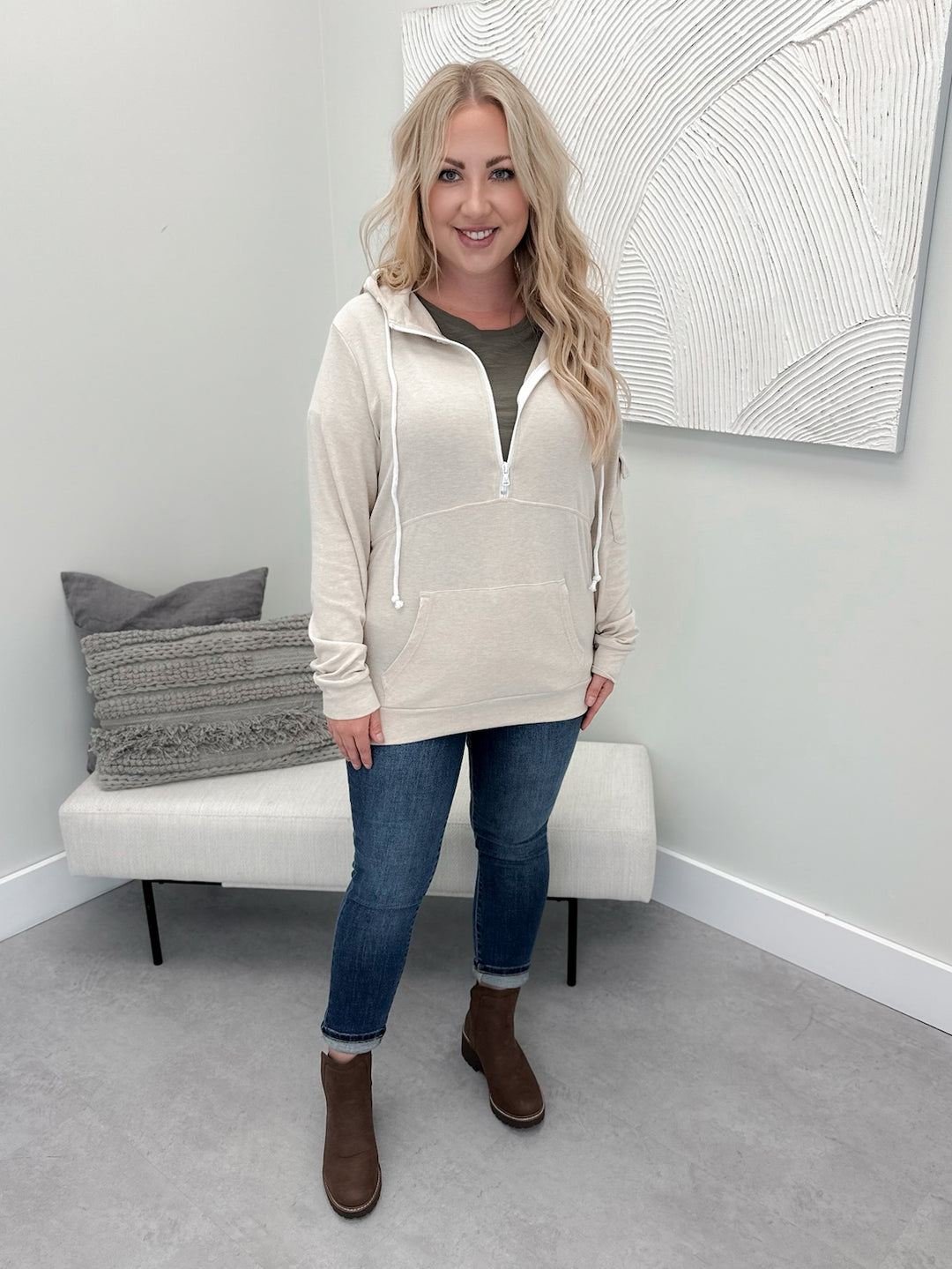 Jovie Half Zip in Oat