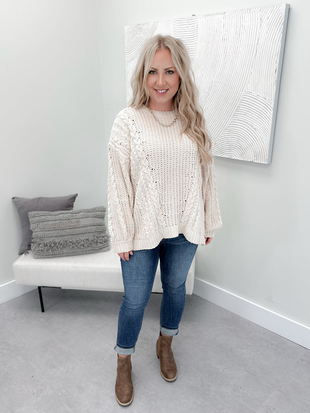 Palmer Chunky Knitted Sweater in Oatmeal