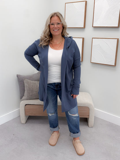 726 Hooded Cardigan in Dark Waters by Twenty Nine the Label