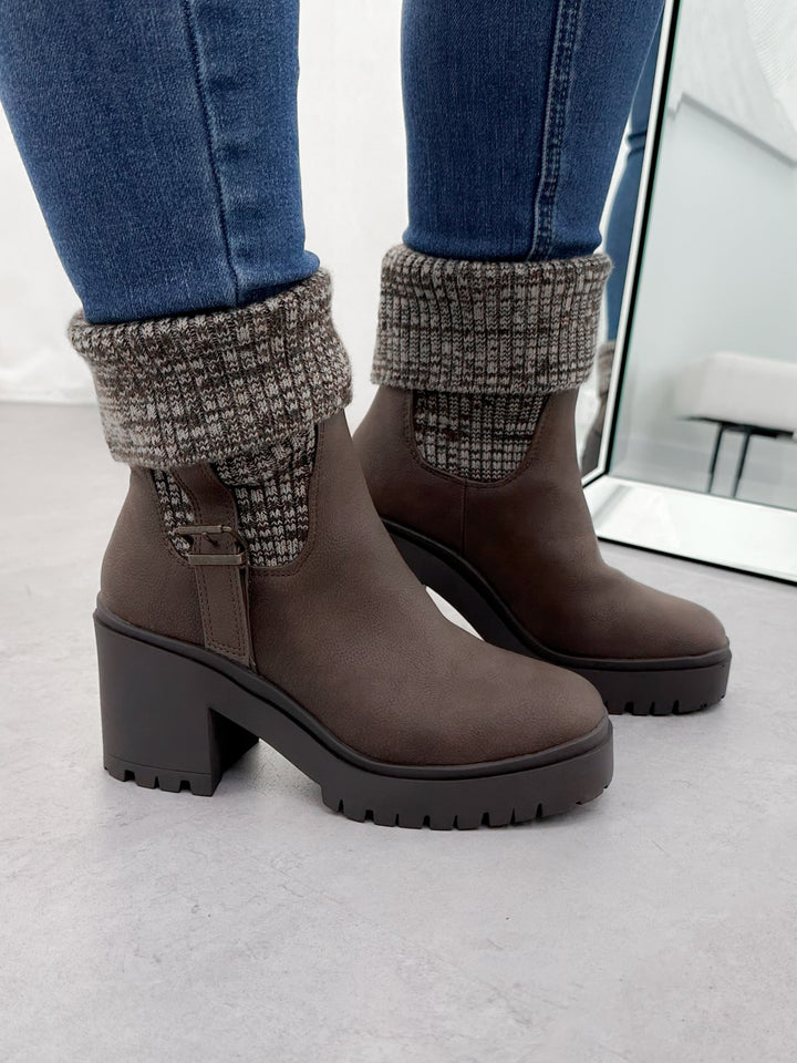 Rhoda Sock Bootie in Brown