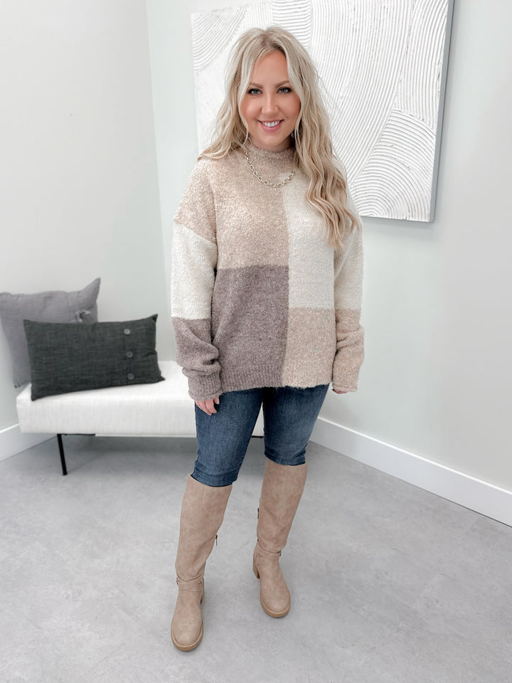 Chick Mock Neck Sweater in Mixed Natural