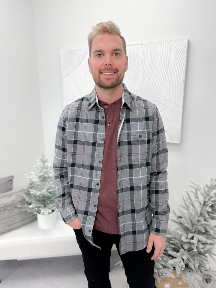 Woodsman Button Up Flannel in Grey