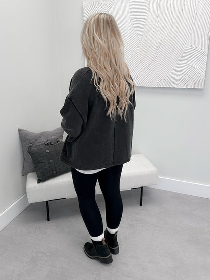 Presley Pullover in Washed Black - Small