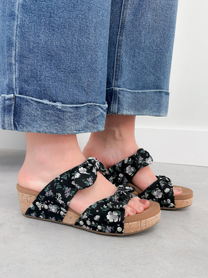 Sittin Pretty Wedge in Black Floral