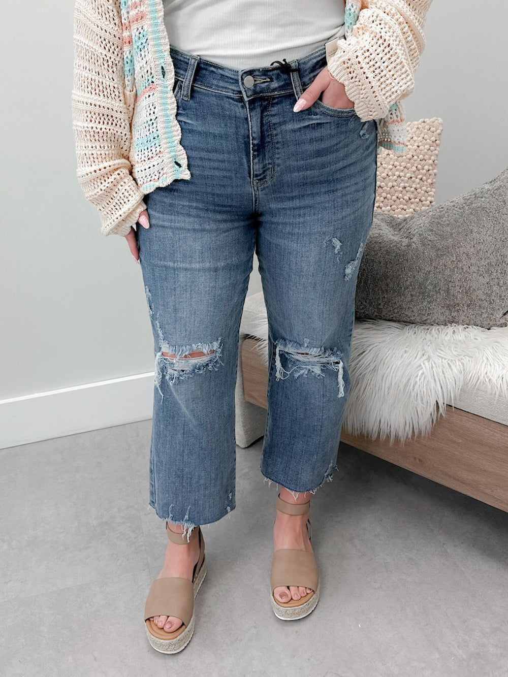 Hailey High Rise Cropped Wide Leg Jeans by Judy Blue