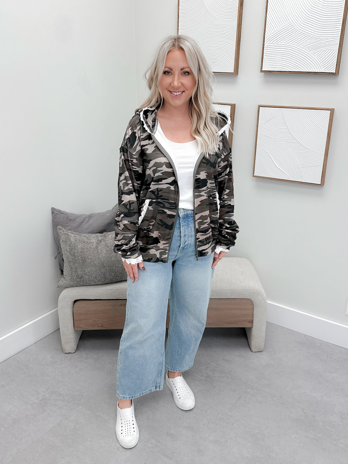 University Full Zip in Camo Lace by Ampersand Ave