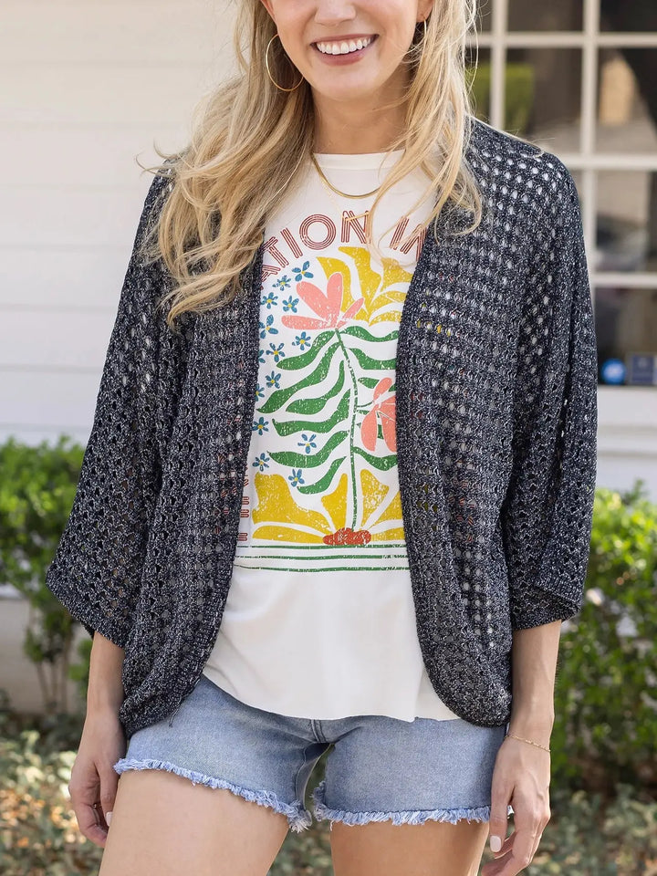 Springtime Cocoon Cardi in Salt & Pepper by Grace & Lace