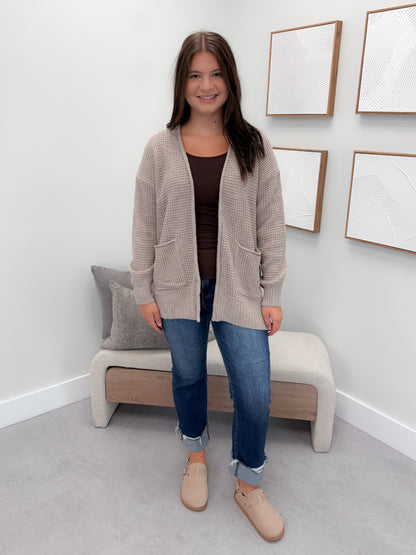 Wanda Waffle Cardi in Mocha