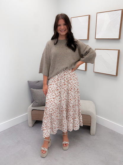 Kendra Floral Skirt in Cream