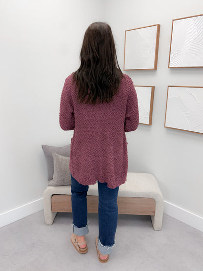 Piper Popcorn Cardigan in Eggplant