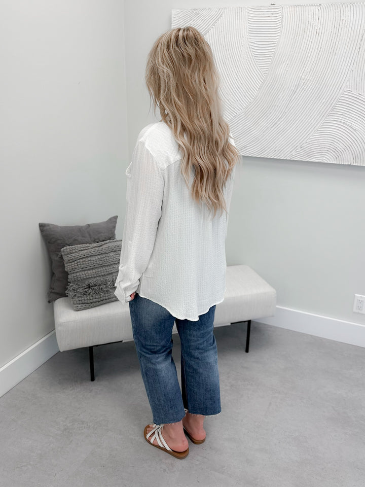Favorite Button Up in Soft White by Grace & Lace