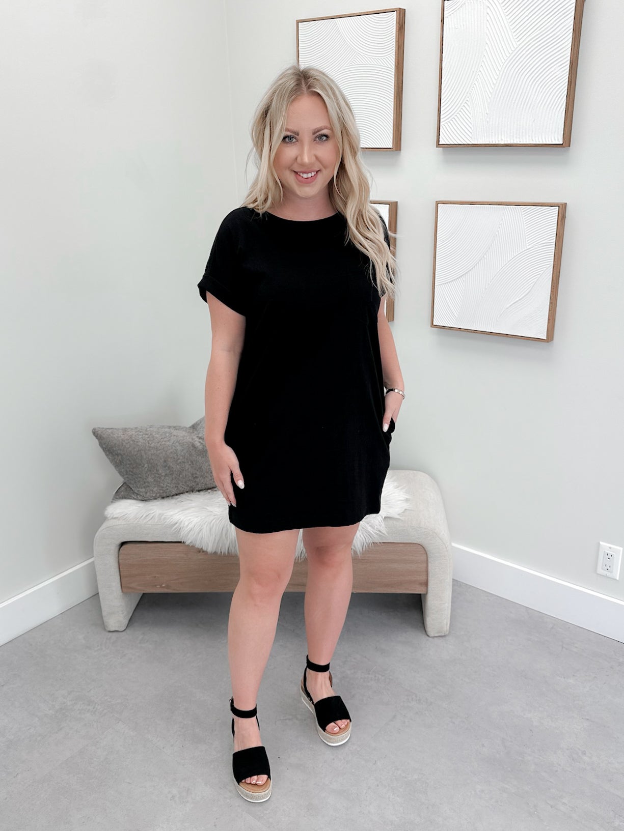 Malena Tee Dress in Black