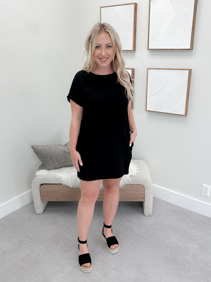 Malena Tee Dress in Black