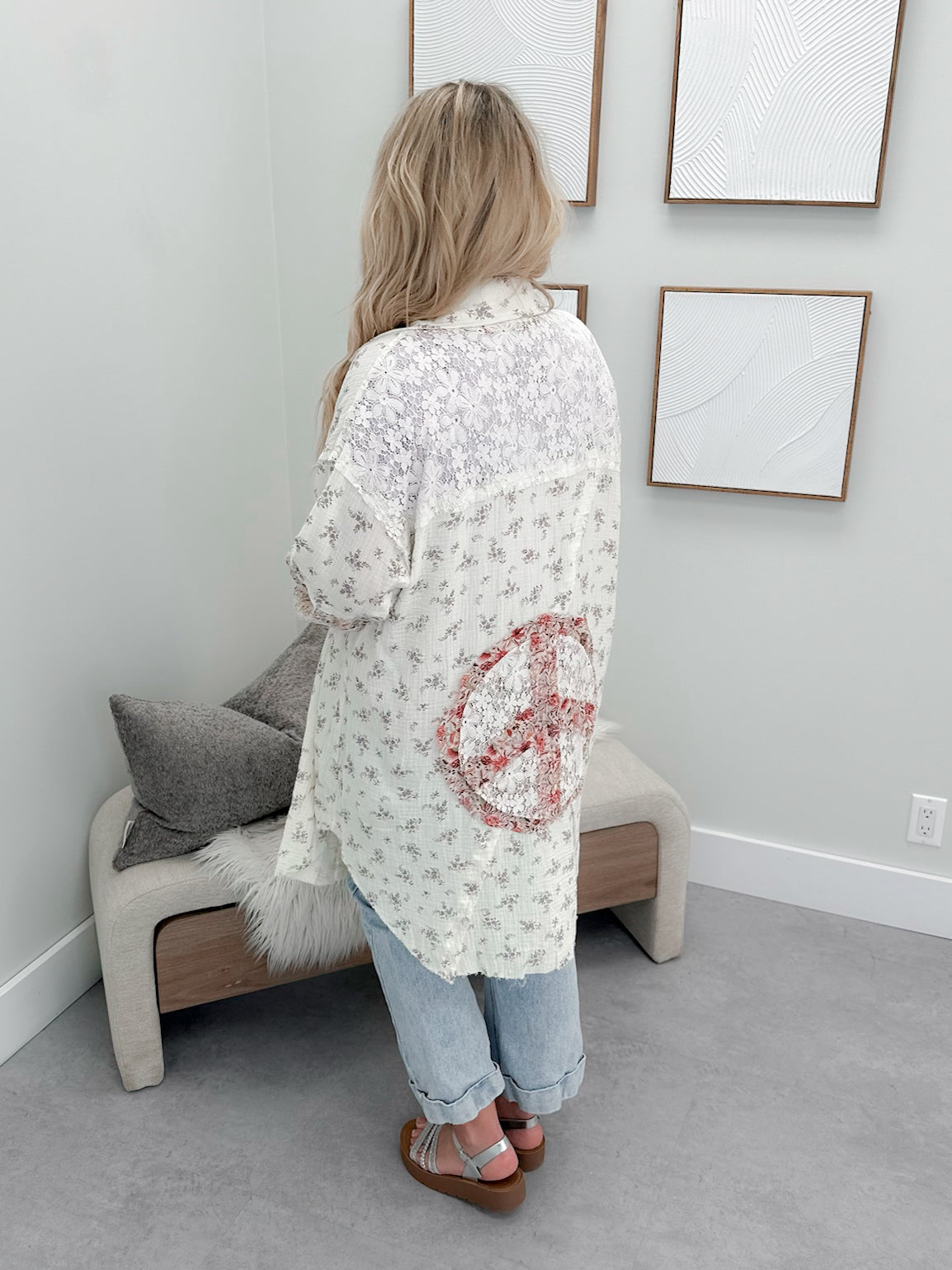 Peace Button Down Top by Pol